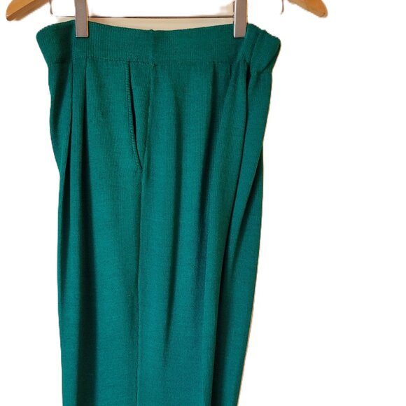 St. John Collection Santana Knit Green Pants Pockets Pleated Front Size 8 - Picture 1 of 9